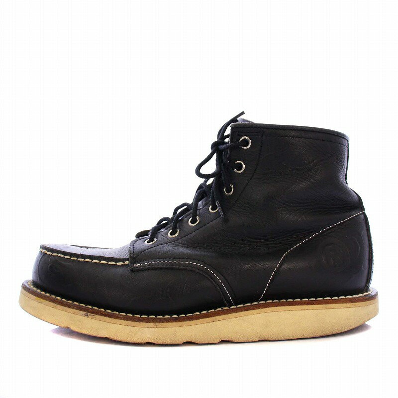 【中古】アベイシングエイプ A BATHING APE Foot the coacher サルカモ ショートブーツ レースアップ レザー 7 ブラック /KH ☆AA★ メンズ 【ベクトル 古着】 250416