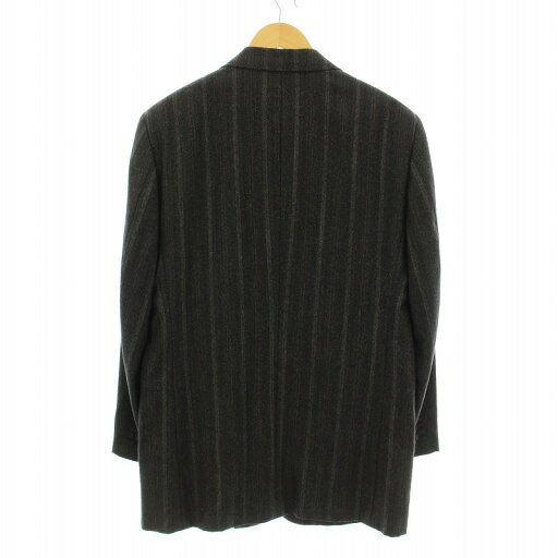 【中古】パルジレリ PAL ZILERI テーラードジャケット 1B ストライプ柄 ウール 50 黒 ブラック 33B 72RI /KU メンズ 【ベクトル 古着】 250626