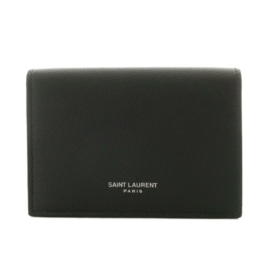 【中古】サンローラン パリ SAINT LAURENT PARIS カードケース 名刺入れ ロゴ レザー 黒 ブラック /AN3 ☆AA★ レディース 【ベクトル 古着】 251105