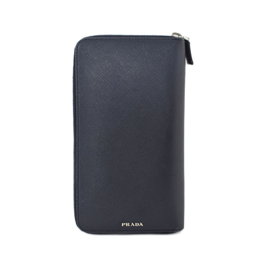 【中古】プラダ PRADA レーシングカー ワッペン 長財布 ロングウォレット レザー 紺 ネイビー 2ML188 ☆AA★ 【ベクトル 古着】 260211