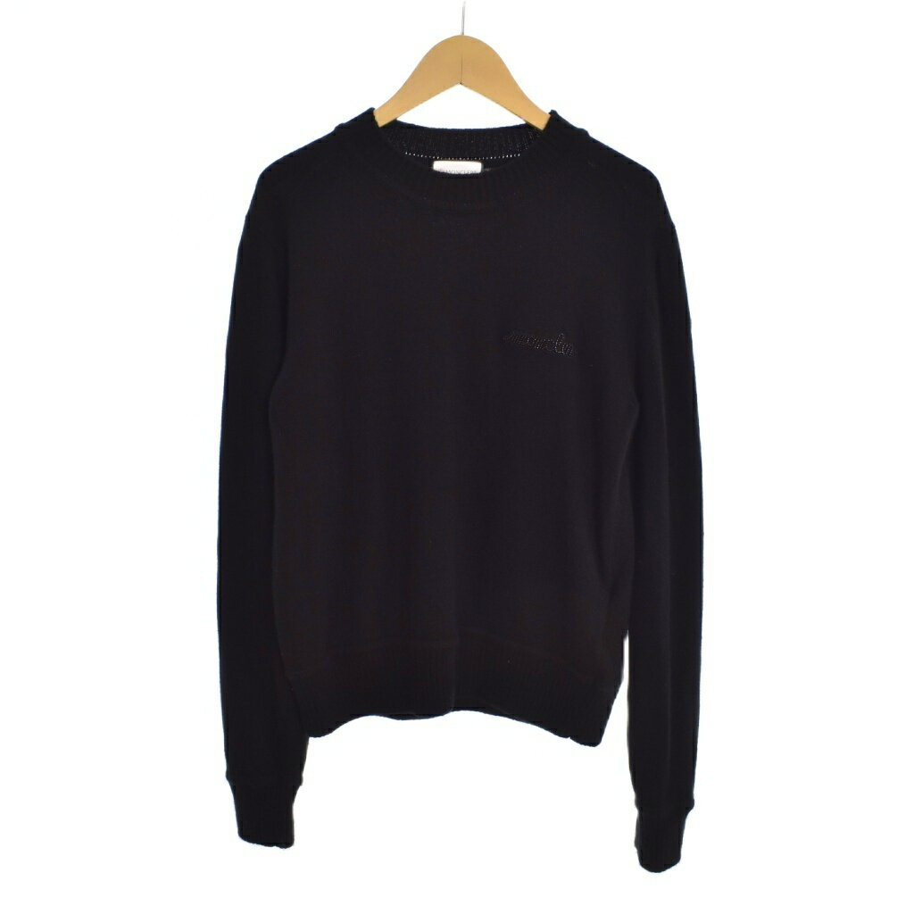 モンクレール MONCLER 24SS GIROCOLLO TRICOT ウール カシミヤ クルーネック ニット セーター ロゴ ビーズ 長袖 XS 黒 ブラック J20939C00005 メンズ  260303