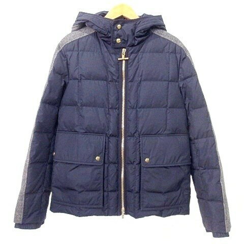モンクレール MONCLER ガムブルー GAMME BLEU ウール切替 ダウンジャケット フード 2 紺 ネイビー グレー ☆AA★ メンズ  260320