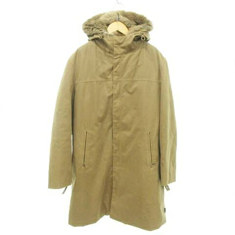 【中古】モンクレール MONCLER 黒タグ ラビットファー コート フード付き 2 茶 ブラウン 42385-90-69721 ☆AA★ メンズ 【ベクトル 古着】 260320
