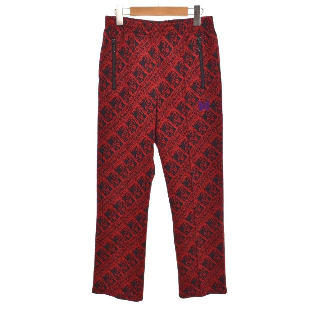 【中古】ニードルス ニードルズ Needles 24SS Track Pant-Poly Jq トラックパンツ ジャガード ストレート 総柄 ロゴ刺繍 XS 赤 レッド 黒 ブラック 紫 パープル OT225 メンズ 【ベクトル 古着】 260527