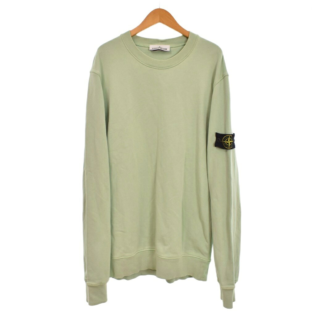 【中古】ストーンアイランド STONE ISLAND スウェット トレーナー 長袖 クルーネック ロゴパッチ L 緑 グリーン 801563051 ☆AA★ メンズ 【ベクトル 古着】 260929