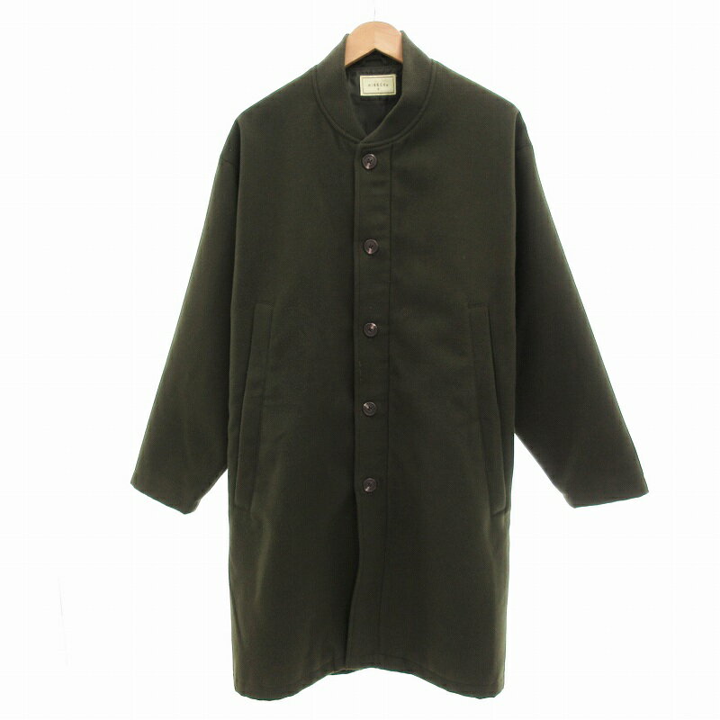 【中古】ハイベック HIBECK コート 切替 リブ ロング 2 緑 カーキ ■GY01 /VU◇ 0219 メンズ 【ベクトル 古着】 250220