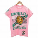 【中古】WBC 美品 50周年記念 Tシャツ カットソー ロゴ プリント ワッペン World champion 半袖 S ピンク /FF ★AA☆ メンズ 【...