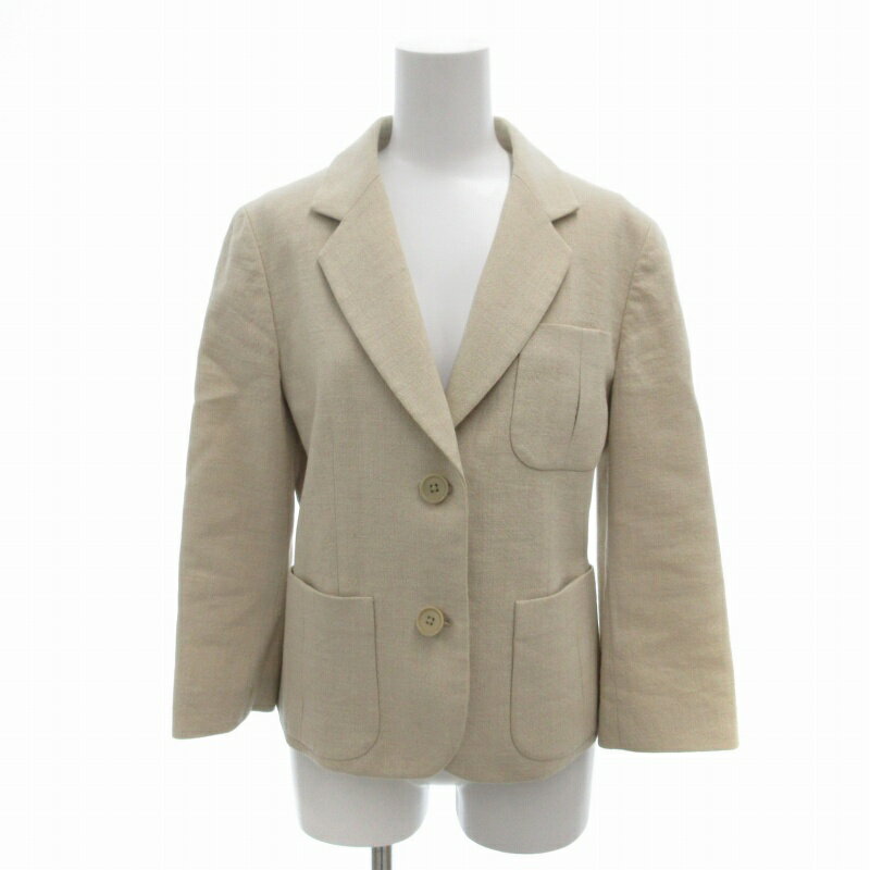 【中古】マーガレットハウエル MARGARET HOWELL テーラードジャケット リネンウール 2B 総裏 センターベント 1 S ベージュ 春秋 /FT レディース 【ベクトル 古着】 250415