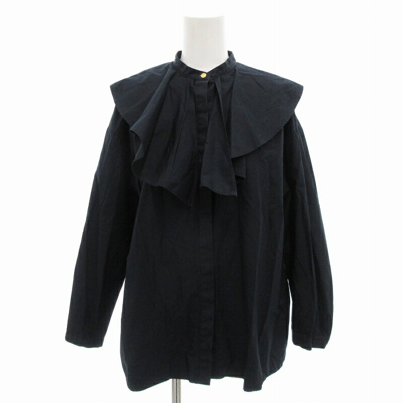 【中古】ユナイテッドアローズ UNITED ARROWS ラッフルカラー シャツブラウス 長袖 紺 ネイビー 1521-215-1319 /FF ■GY03 レディース 【ベクトル 古着】 250605