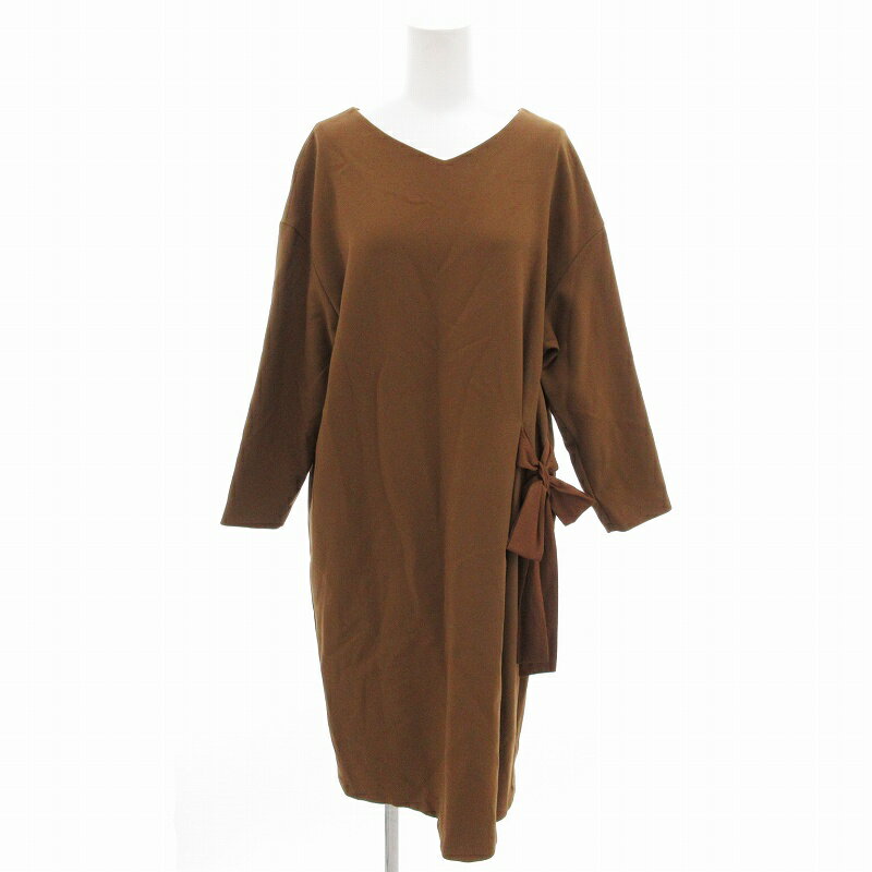 【中古】マッキントッシュフィロソフィー MACKINTOSH PHILOSOPHY ワンピース リボンモチーフ Vネック 長袖 ひざ丈 38 茶 ブラウン /FF レディース 【ベクトル 古着】 250618