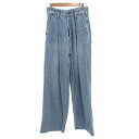【中古】ダブルスタンダードクロージング ダブスタ DOUBLE STANDARD CLOTHING ワイドデニム ジーンズ ストレート タック デザインボタン 26 インディゴ 青 /FF レディース 【ベクトル 古着】 250618(4)
