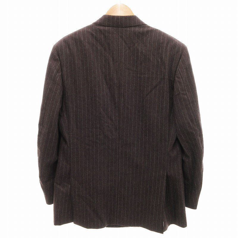 【中古】ルチアーノバルベラ LUCIANO BARBERA スーツ セットアップ テーラードジャケット パンツ ダブルブレスト ストライプ 50 茶 ブラウン /JS メンズ 【ベクトル 古着】 250715