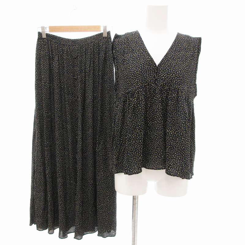【中古】マカフィー MACPHEE トゥモローランド セットアップ ブラウス スカート イージー ノースリーブ ミモレ ロング ドット柄 S 黒 ブラック /JS ■FF レディース 【ベクトル 古着】 250723