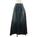 【中古】ジュンヤワタナベ JUNYA WATANABE AD2017 18SS コムデギャルソン COMME des GARCONS denim デニムスカート フレアスカート ミモレ ロング ドッキング 再構築 M 青 ブルー /AN30 レディース 【ベクトル 古着】 231220