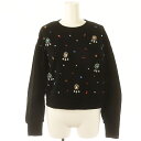 【中古】キャンディストック 23AW パールビジュースウェット トレーナー 長袖 クロップド F 黒 ブラック /ES ■OS レディース 【ベクトル 古着】 ...