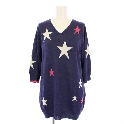 【中古】パパリート PAJARITO 配色星柄インターシャニットチュニック カットソー 七分袖 M 紺 14707938 /BM レディース 【ベクトル 古着】 250422 【中古】パパリート PAJARITO 配色星柄インターシャニットチュニック カットソー 七分袖 M 紺 14707938 /BM レディース 【ベクトル 古着】 250422