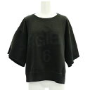 【中古】エムエムシックス メゾンマルジェラ MM6 Maison Margiela 22SS ショートスリーブスウェットシャツ プルオーバー カットソー 五分袖 XS 黒 ブラック チャコールグレー /DO ■OS レディース 【ベクトル 古着】 250425