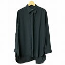 【中古】ワイズ Y's レーヨン ロングシャツ 長袖 黒 ブラック サイズ2 YJ-B17-201 ■GY41 レディース 【ベクトル 古着】 250609(4)