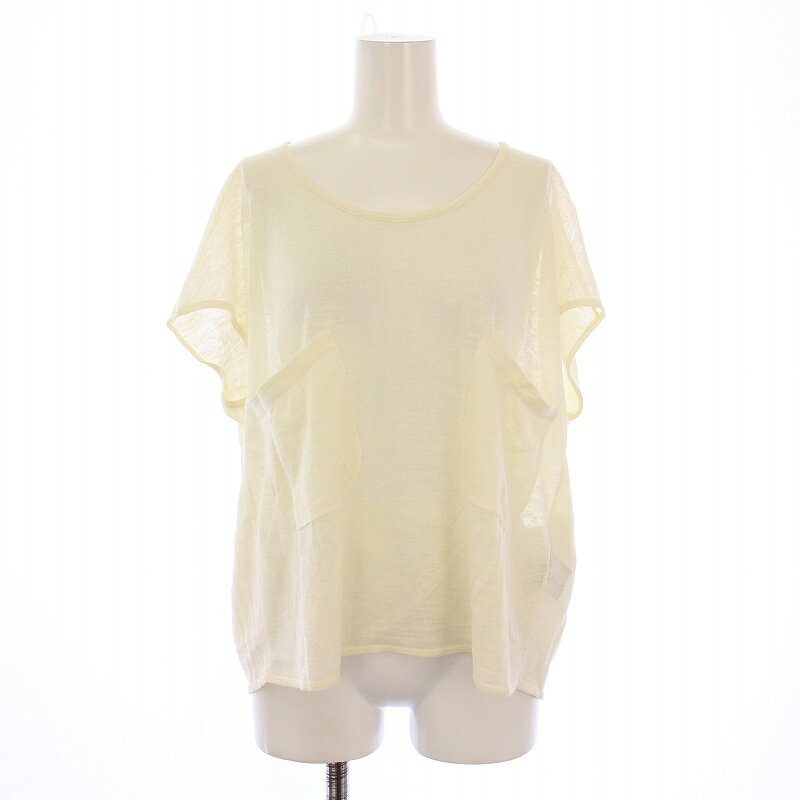 【中古】メゾンユーレンス maison ullens サマーニット フレンチスリーブ 半袖 クルーネック 薄手 麻 ..