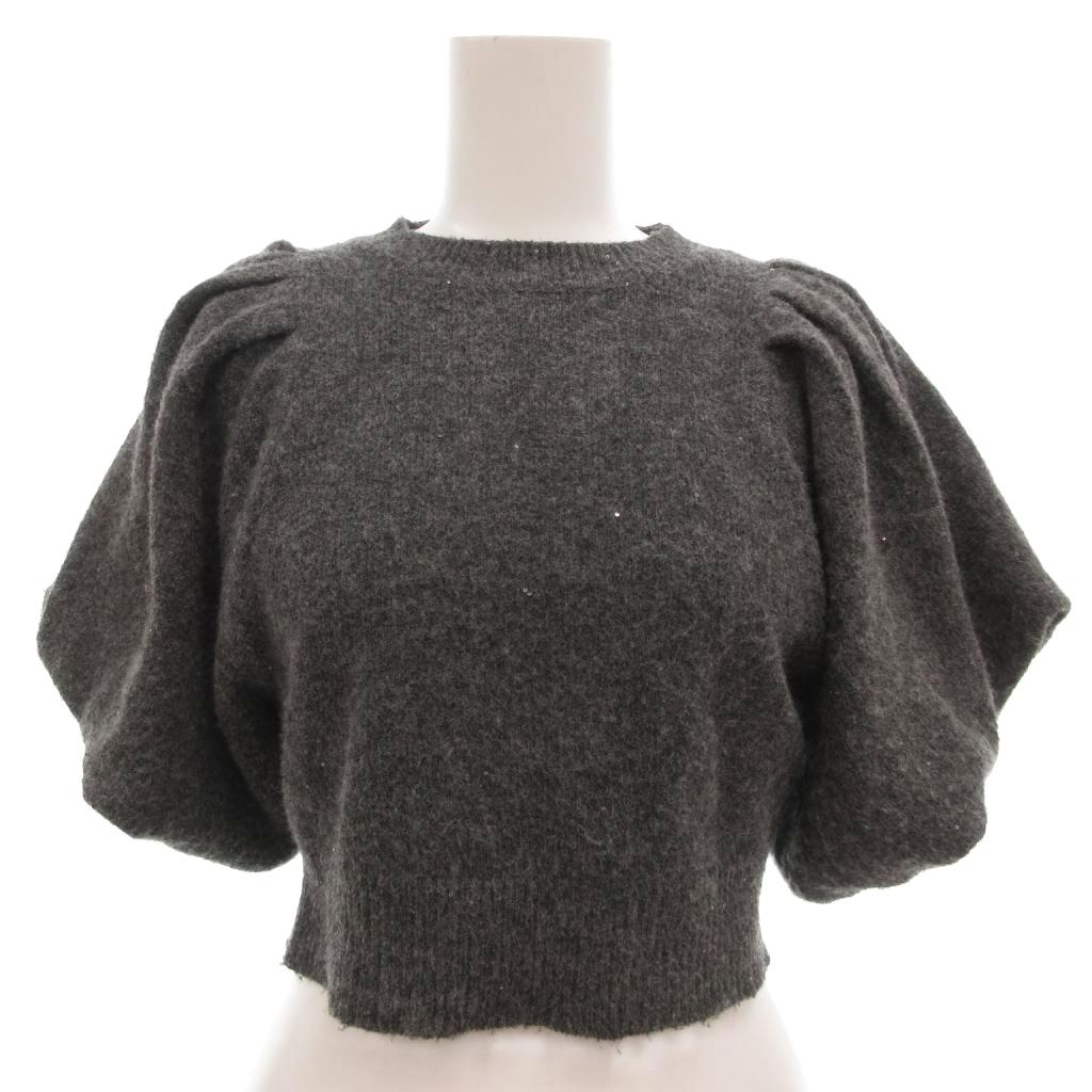 【中古】スナイデル SNIDEL デザインスリーブクロップドニットプルオーバー セーター スパンコール 半..