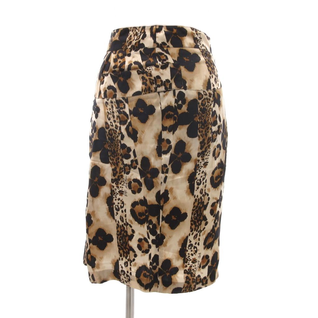 【中古】パオラフラーニ PAOLA FRANI スカート 絹 シルク 38 イタリア製 ブラウン 茶色 ベージュ アニマル柄 セミタイト ひざ丈 /YJ ■GY43 レディース 【ベクトル 古着】 251107