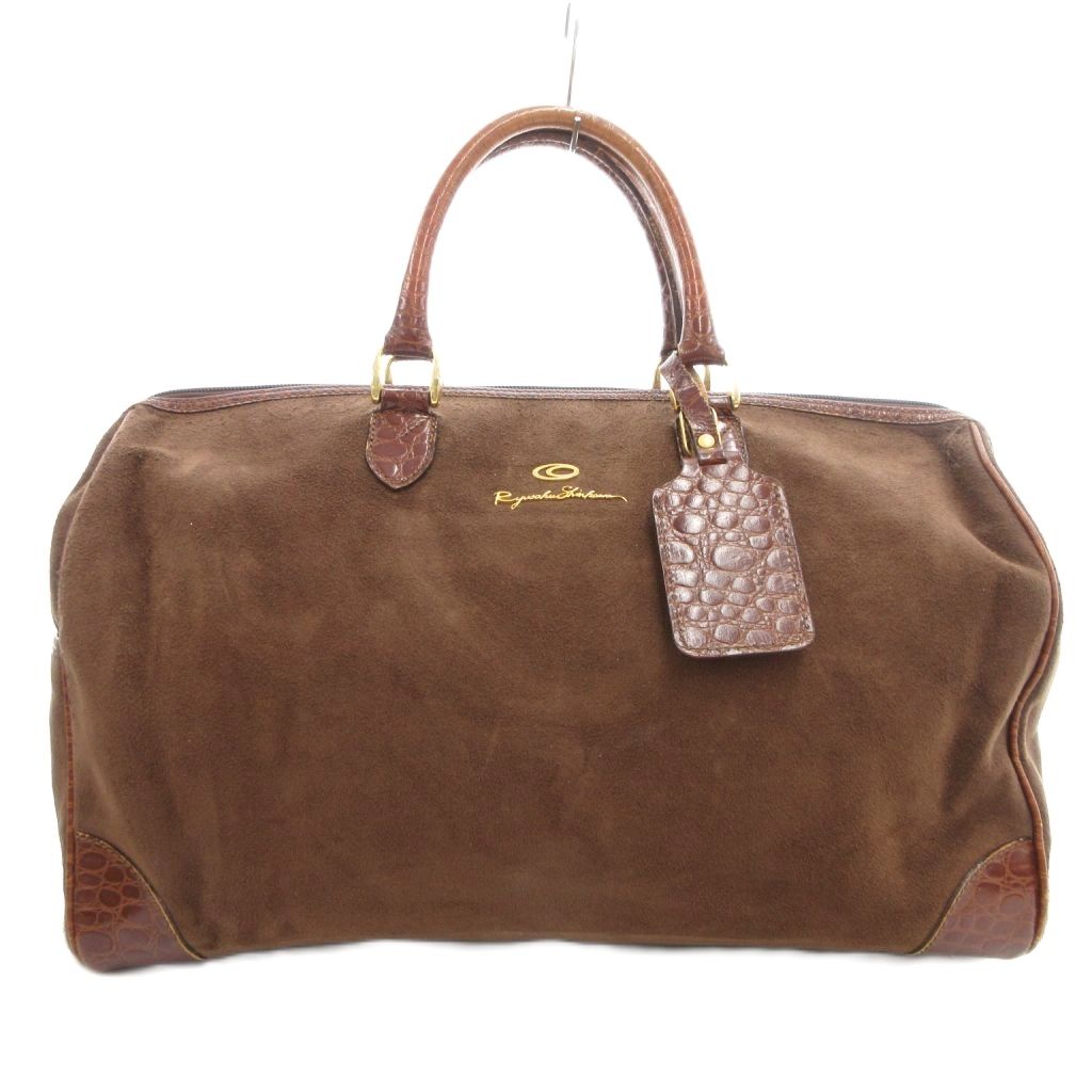 【中古】リュウサク シブカワ Ryusaku Shibakawa ボストン ハンドバッグ スエード レザー ロゴ 茶 ブラ..