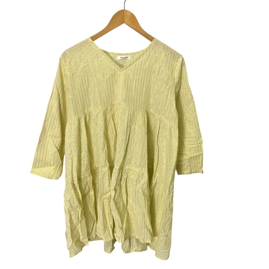 【中古】ノーリーズ Nolley's ストライプ Vネック チュニック ブラウス シャツ 長袖 6242-460 F イエロー ■GY43 レディース 【ベクトル 古着】 260115ブランドノーリーズ Nolley's表記サイズFree実寸サイズ肩幅：41cm　身幅：57cm　着丈：75cm　袖丈：44cm　　素材コットン　ポリエステル色イエロー状態多少の薄汚れがありますが、その他に目立ったダメージはなく、問題なくご使用いただける商品です。 ※あくまでも中古品ですので掲載写真や記載内容をご確認いただき、ご理解の上ご購入ください。商品のお問い合わせの回答を休止しております。＊各商品ページの商品詳細等をご確認の上ご購入ください。【中古】ノーリーズ Nolley's ストライプ Vネック チュニック ブラウス シャツ 長袖 6242-460 F イエロー ■GY43 レディース 【ベクトル 古着】 260115状態ランク　”AB”詳細については、下記および「状態ランクについて」ページをご覧ください。未使用・新品の商品ほぼ新品同様の商品使用感が少なく、かなり状態の良い商品使用感はあるが、傷や汚れの少ない商品使用感の他、傷や汚れが見られる商品かなり大きな傷みがある難あり商品※S〜CランクはUSED品となりますので、使用感をご理解の上でご入札下さい。状態ランクについてinformationブランドノーリーズ Nolley's表記サイズFree実寸サイズ肩幅：41cm　身幅：57cm　着丈：75cm　袖丈：44cm　　素材コットン　ポリエステル色イエロー状態多少の薄汚れがありますが、その他に目立ったダメージはなく、問題なくご使用いただける商品です。 ※あくまでも中古品ですので掲載写真や記載内容をご確認いただき、ご理解の上ご購入ください。商品のお問い合わせの回答を休止しております。＊各商品ページの商品詳細等をご確認の上ご購入ください。本商品は一点物です他サイトや店舗にて販売している商品です。多少のお時間差にて欠品になることもございます。予めご了承頂ますようお願い致します。ベクトル・サイズガイドはこちらこの商品と同じブランドの商品を見る