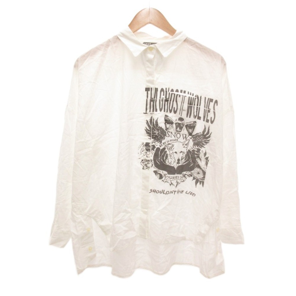 ヒステリックグラマー HYSTERIC GLAMOUR THE GHOST WOLVES コラボ MONTHLY MYSTERY プリント シャツ 長袖 F 白 ホワイト 01173AH07 /JS メンズ  260412