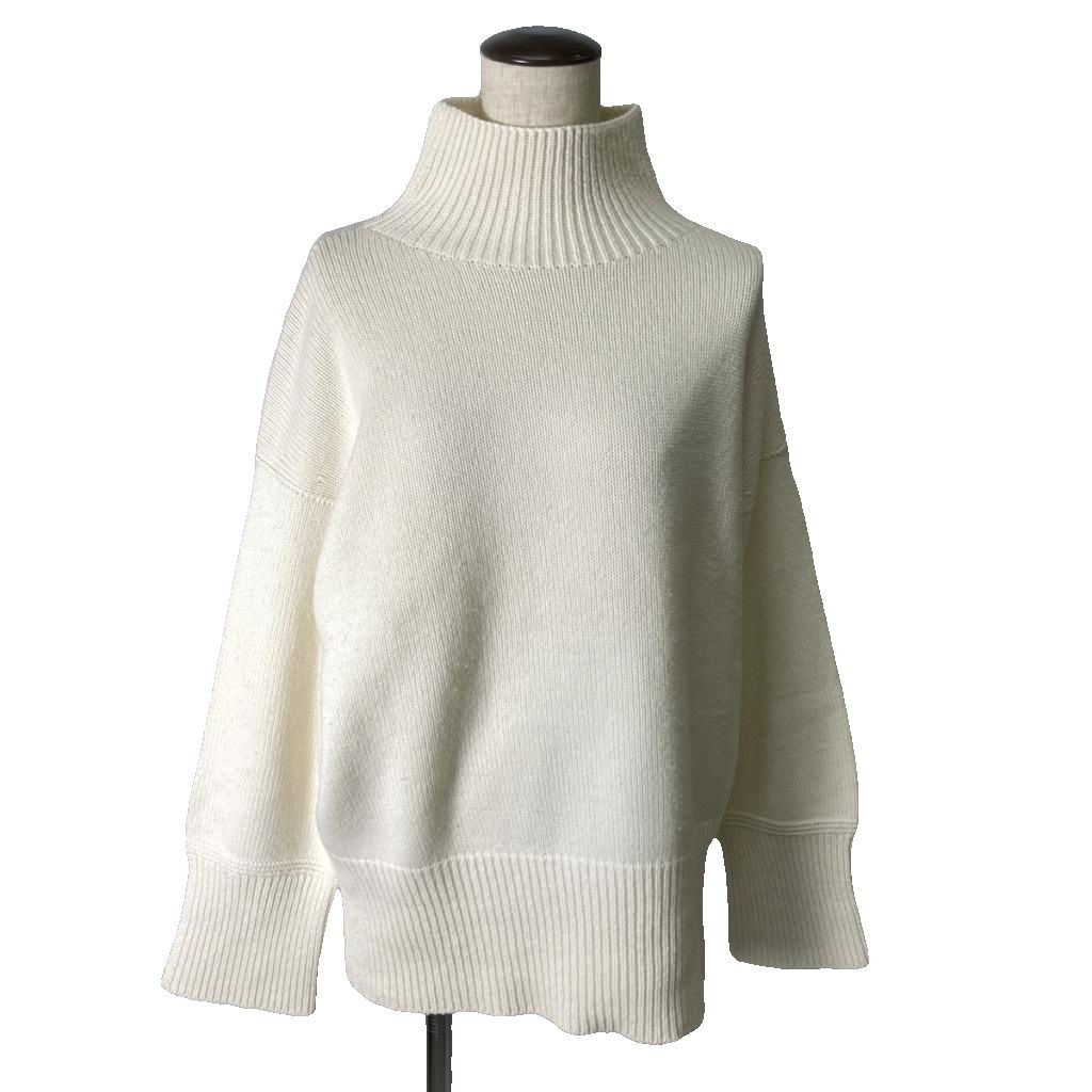 セオリー Theory Mercer Wool Cash ニット セーター カシミヤ混 ハイネック 長袖 S ホワイト レディース  260427