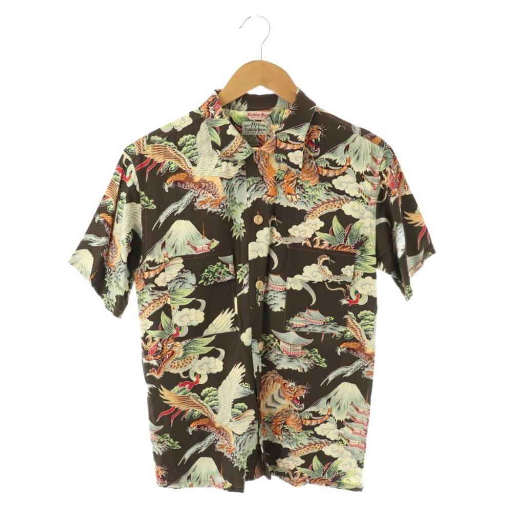 サンサーフ 東洋 SUN SURF SPECIAL EDITION NAVY EXCHANGE S/S レーヨンシャツ アロハシャツ 半袖 総柄 M ブラウン マルチカラー /ES ■OS メンズ  260531