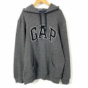 【中古】ギャップ GAP パーカー スウェット 長袖 ロゴ 裏起毛 灰色 グレー M メンズ 【ベクトル 古着】 240313