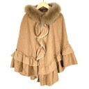 【中古】トゥービーシック TO BE CHIC ポンチョ ニット カシミヤ混 ウール フォックスファー フリル キャメル レディース 【ベクトル 古着】 240822