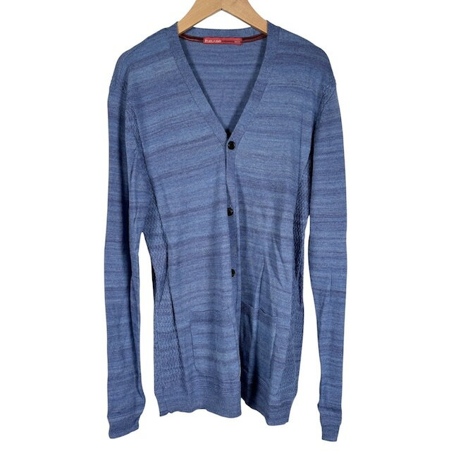 【中古】RIELABO NICOLE CLUB FOR MEN 長袖カーディガン ニット ウール ブルー 青 48 M相当 メンズ 【..
