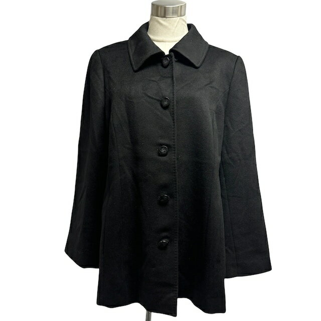 【中古】AGASA カシミヤコート アウター 長袖 無地 ブラック 黒 レディース 【ベクトル 古着】 241205