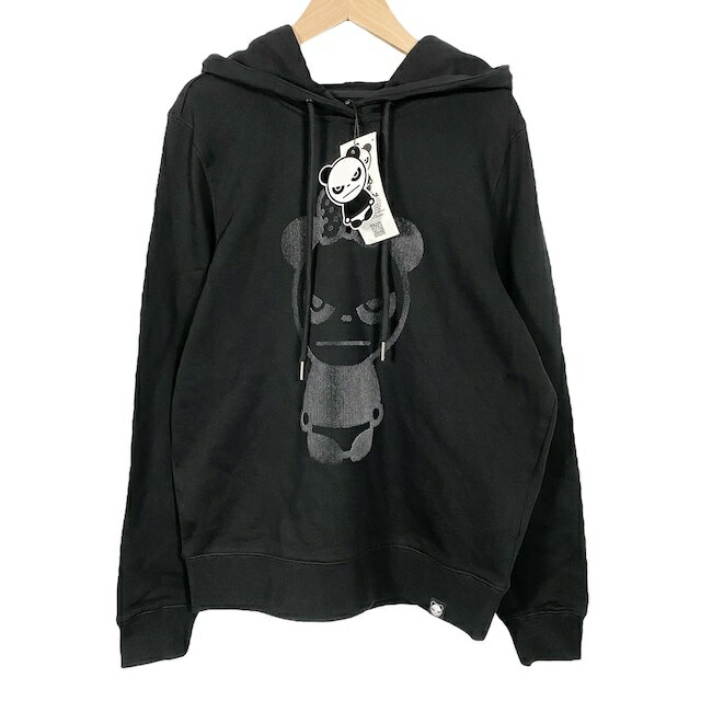 【中古】ハイパンダ HIPANDA タグ付き 長袖パーカー スウェット ビッグロゴ 黒 ブラック M レディース 【ベクトル 古着】 250213