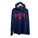 【中古】アンダーアーマー UNDER ARMOUR ロゴパーカー フーディー BOSTON RED SOX ネイビー Mサイズ相当 プルオーバー メッシュ素材 ...