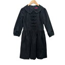 【中古】ドーリーガールバイアナスイ DOLLY GIRL by ANNA SUI ピンタックリボン ワンピース ブラック サイズ1 Sサイズ相当 Aライン 膝丈...