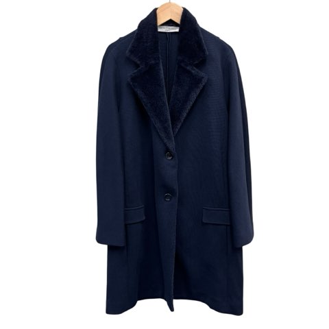 【中古】Amina Rubinacci Napoli イタリア製 ファー切り替え ハーフコート アウター ネイビー Mサイズ レディース 【ベクトル 古着】 250303 【中古】Amina Rubinacci Napoli イタリア製 ファー切り替え ハーフコート アウター ネイビー Mサイズ レディース 【ベクトル 古着】 250303