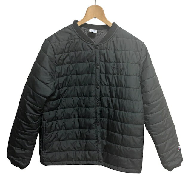 【中古】チャンピオン CHAMPION 中綿入りジャケット 長袖 ロゴ刺繍 黒 ブラック L レディース 【ベクトル 古着】 250406