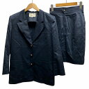 【中古】ミス アシダ miss ashida セットアップ ジャケット スカート 金ボタン 3B 背抜き 紺 ネイビー 9 M相当 レディース 【ベクトル 古着】 250409