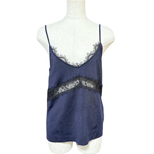 【中古】ザラ ZARA タグ付き ニットキャミソール レース 紺 ネイビー M レディース 【ベクトル 古着】 ..