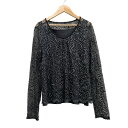【中古】ヒロココシノ HIROKO KOSHINO シアー長袖ブラウス トップス タンクトップ 総レース ラメ加工 ブラック 40 Lサイズ相当 レディース 【ベクトル 古着】 250505
