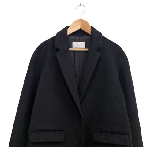 【中古】エムプルミエ ブラック M-Premier BLACK ハーフコート チェスターコート アンゴラ混 比翼ボタン ブラック 34 XS相当 レディース 【ベクトル 古着】 250515