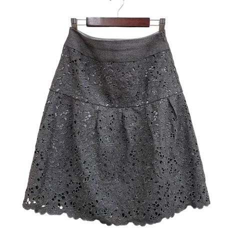 【中古】オースチン リード Austin Reed カットワーク レーススカート ボトムス ひざ丈 グレー系 サイズ38 M相当 レディース 【ベクトル 古着】 250922