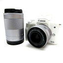 【中古】キャノン CANON EOS Kiss M ミラーレス一眼 カメラ ダブルズームキット EF-M15ー45 IS STM EF-M55ー200 IS STM Kit ホワイト その他 【ベクトル 古着】 240312