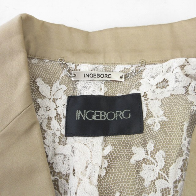 【中古】インゲボルグ INGEBORG ジャケット ブレザー 内側レース ベージュ Mサイズ 1119 レディース 【ベクトル 古着】 231120