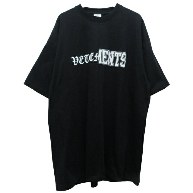 ヴェトモン ベトモン VETEMENTS vertical cut-up LogoTee Tシャツ 半袖 ロゴ ブラック XLサイズ 93419 0322 メンズ レディース  240322