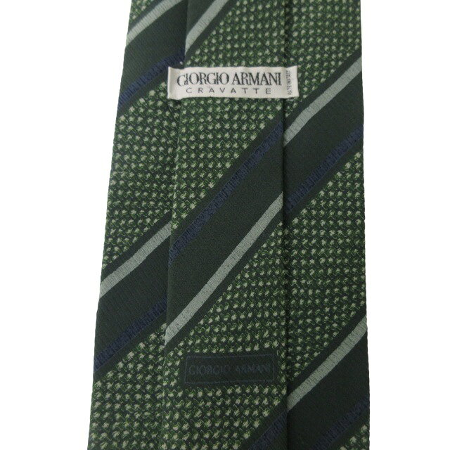 【中古】ジョルジオアルマーニ GIORGIO ARMANI ネクタイ 総柄 ストライプ グリーン...