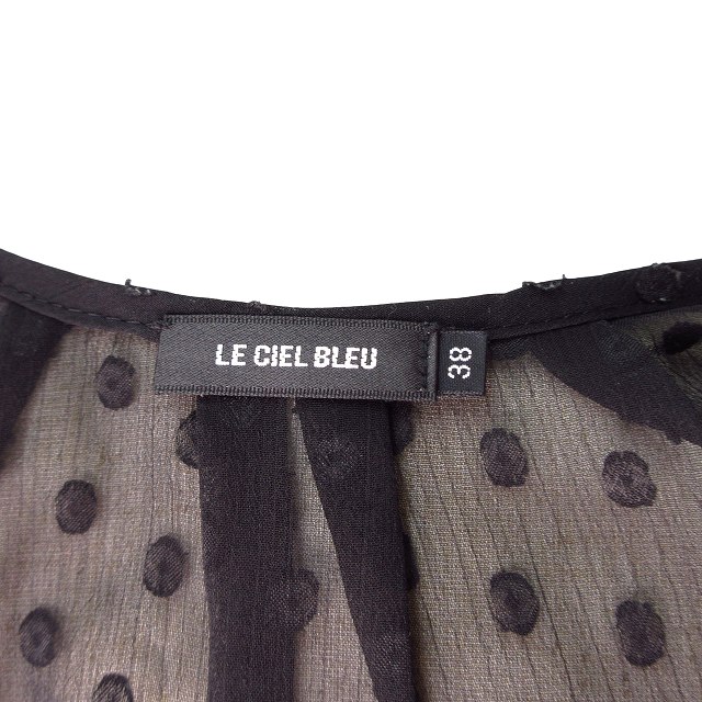 【中古】ルシェルブルー LE CIEL BLEU ブラウス 半袖 チュニック フリル ドット 38 Mサイズ相当 ブラック vv69 0306 レディース 【ベクトル 古着】 250306