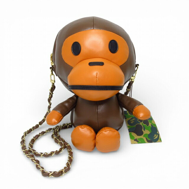 【中古】アベイシングエイプ A BATHING APE 美品 BABY MILO PLUSH DOLL CHAIN SHOULDER BAG ぬいぐるみ型 チェーンショルダーバッグ ブラウン E02170126130 メンズ レディース 【ベクトル 古着】 260306